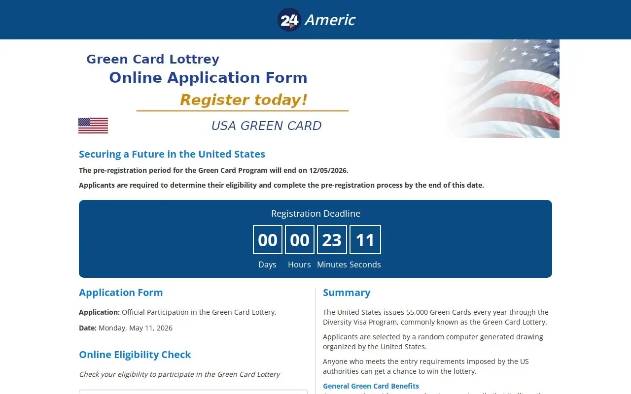 Landing page screenshot