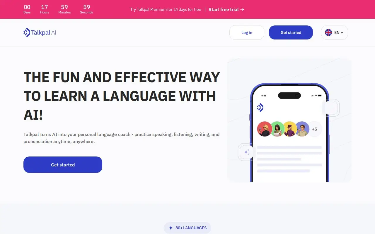 Landing page screenshot