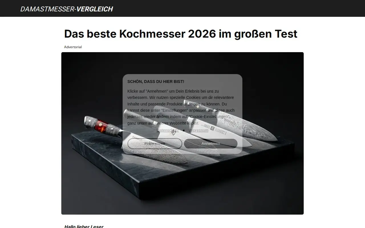 Landing page screenshot