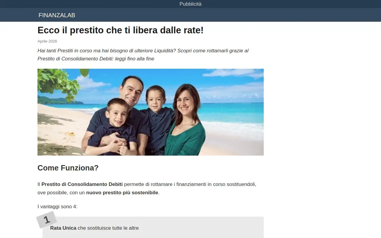 Landing page screenshot