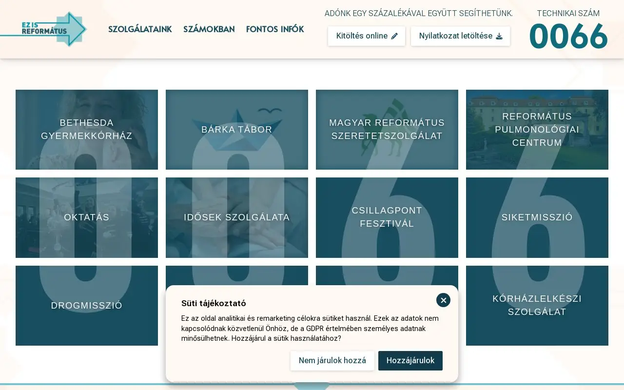 Landing page screenshot
