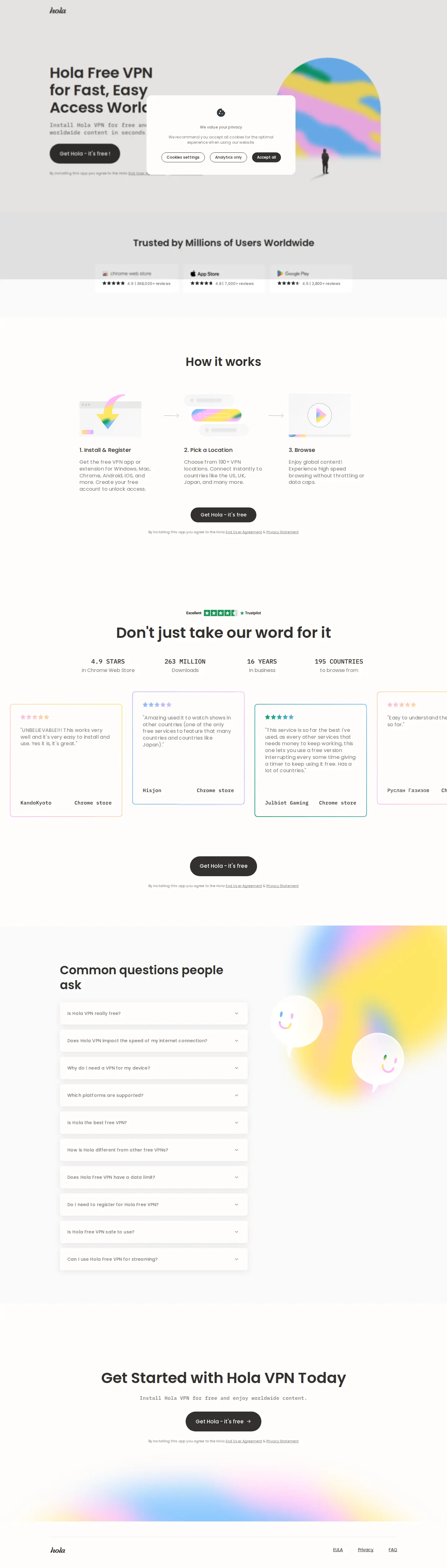 Landing page screenshot
