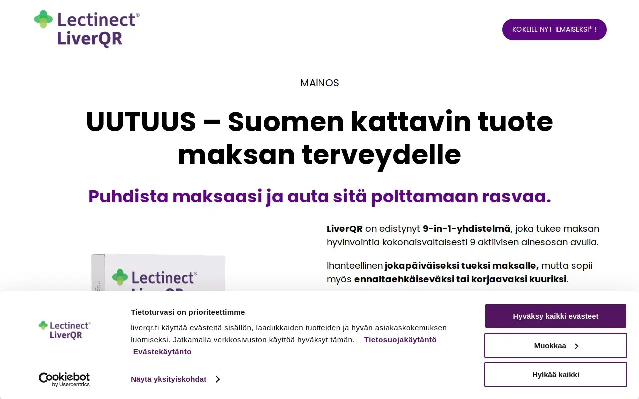 Landing page screenshot