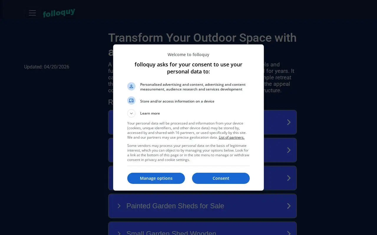Landing page screenshot