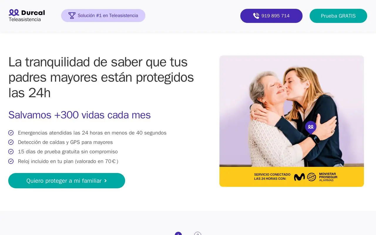 Landing page screenshot