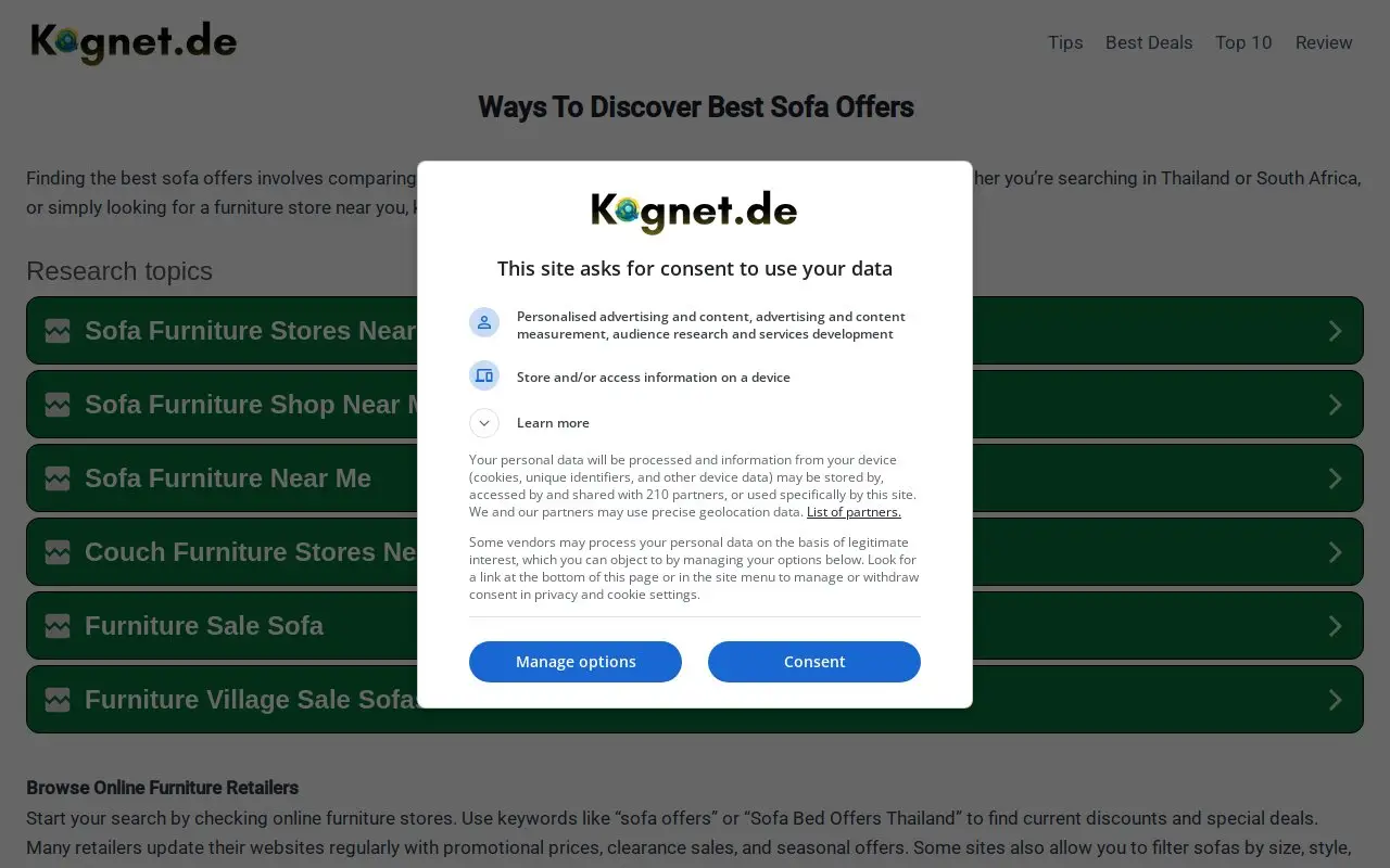Landing page screenshot