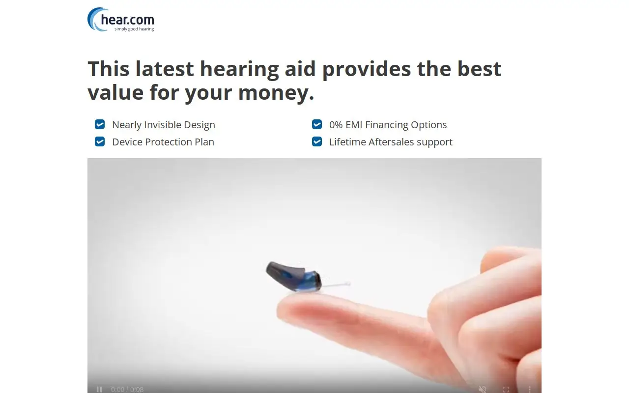 Landing page screenshot