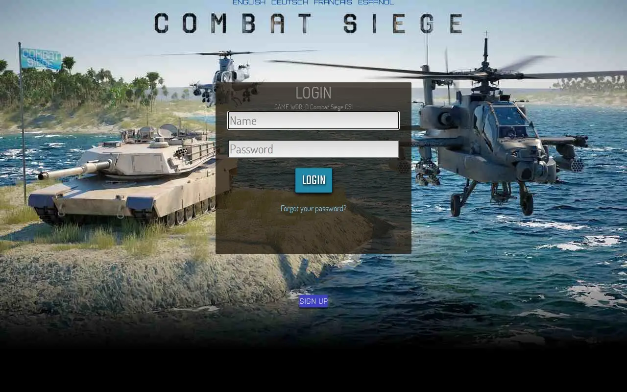 Landing page screenshot