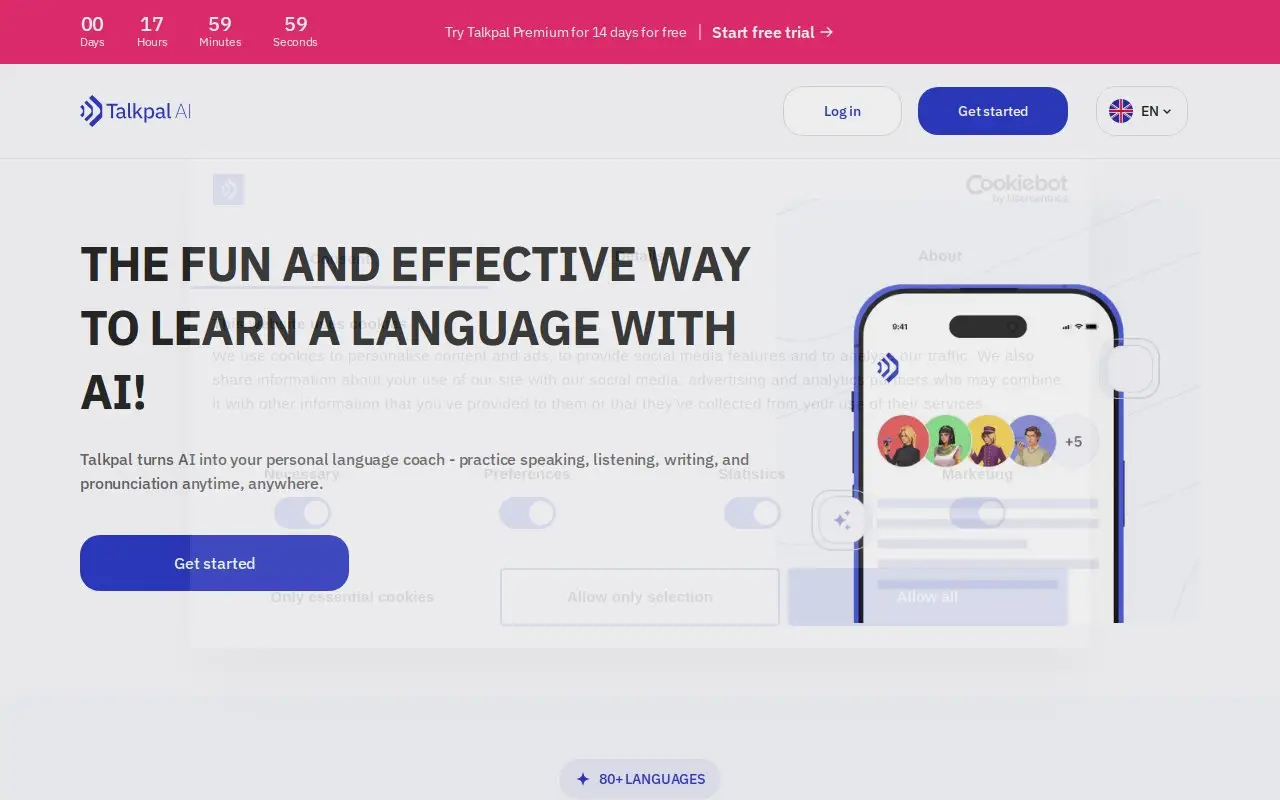Landing page screenshot