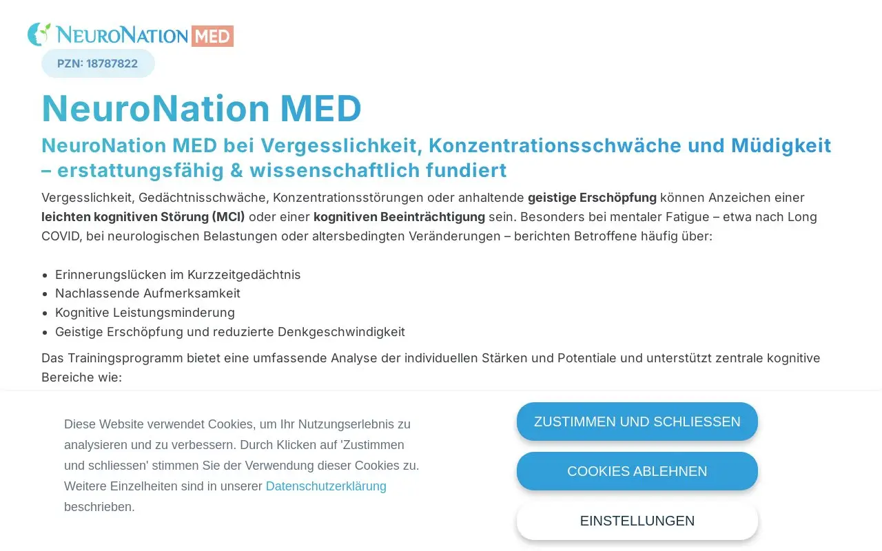 Landing page screenshot