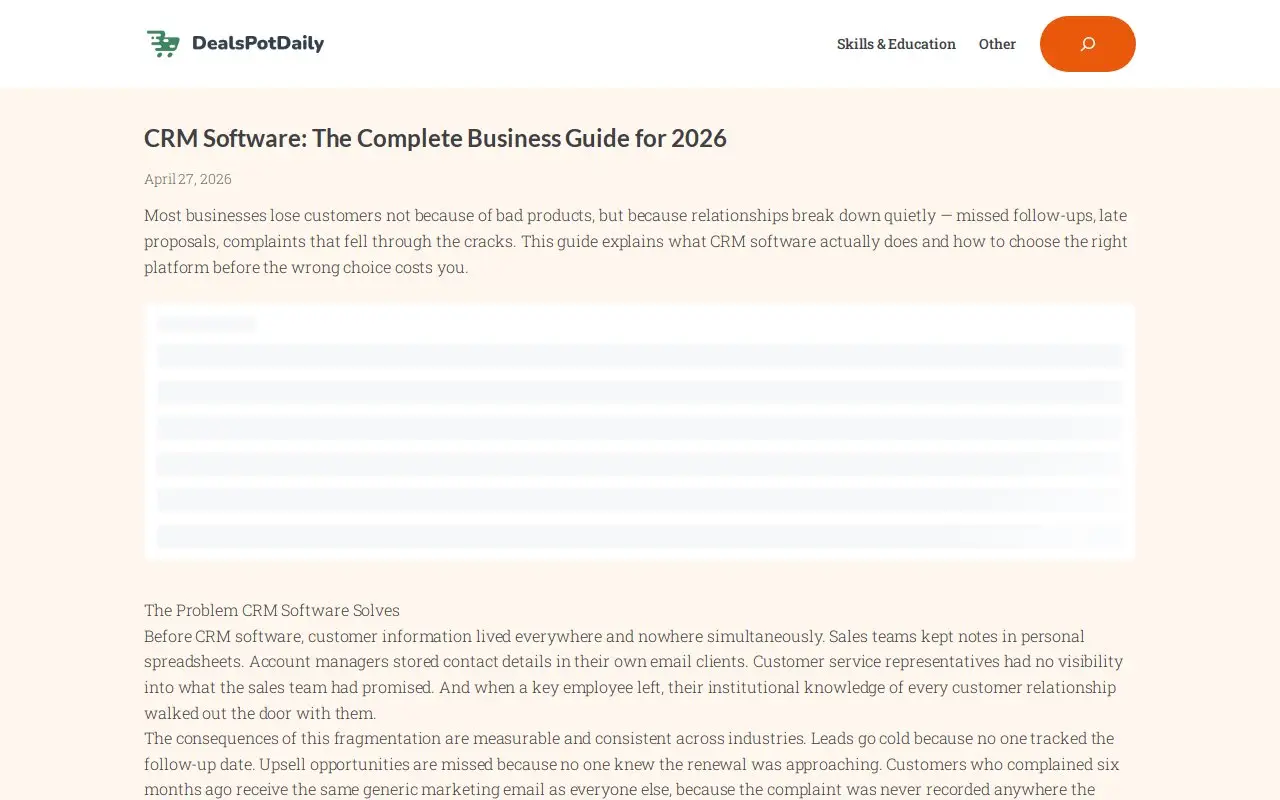Landing page screenshot