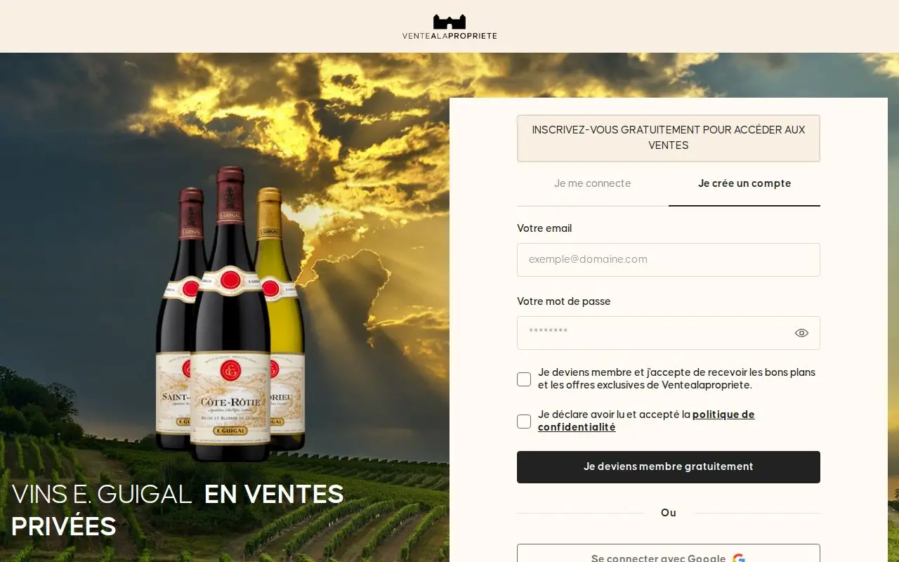 Landing page screenshot