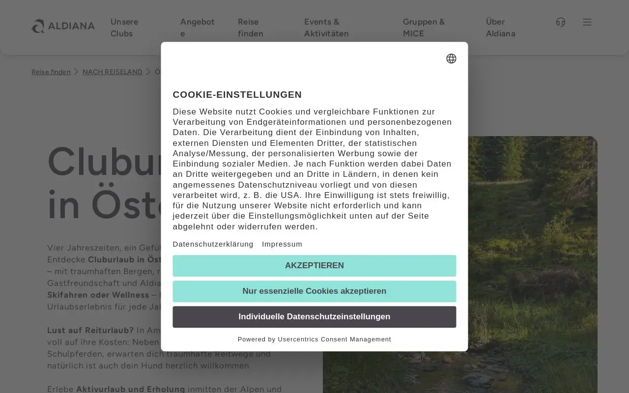 Landing page screenshot