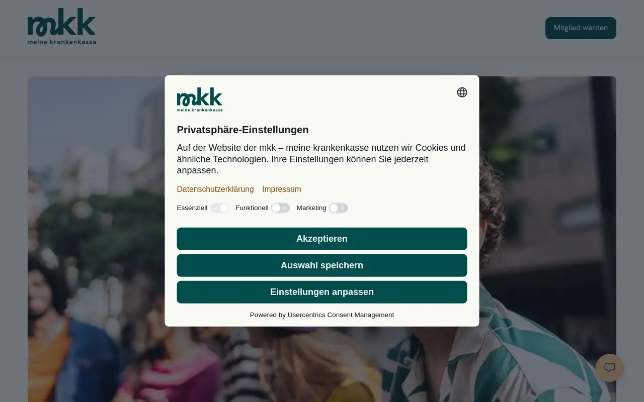 Landing page screenshot