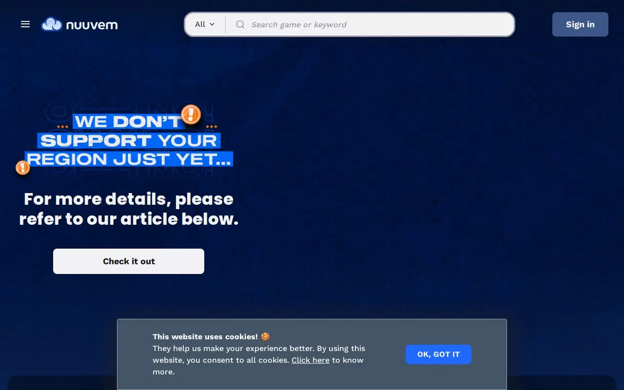 Landing page screenshot