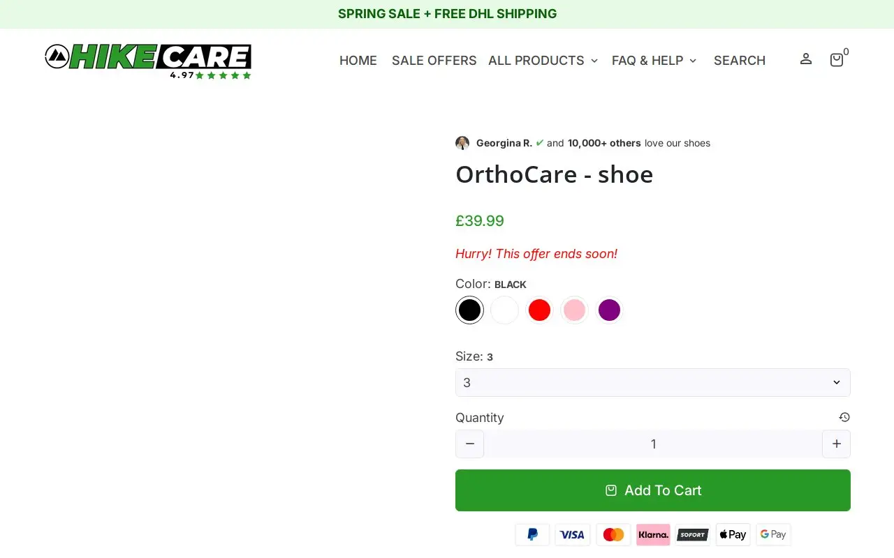 Landing page screenshot