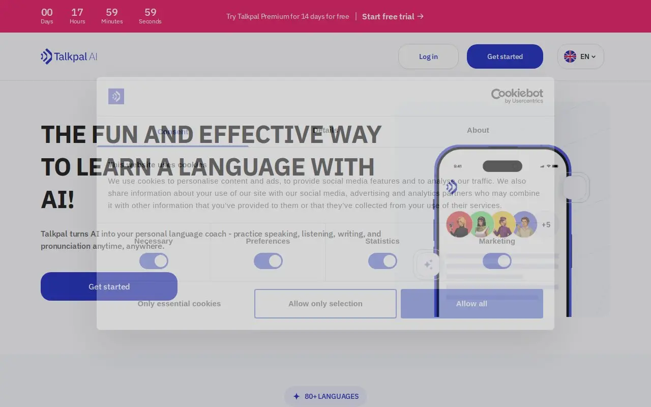 Landing page screenshot