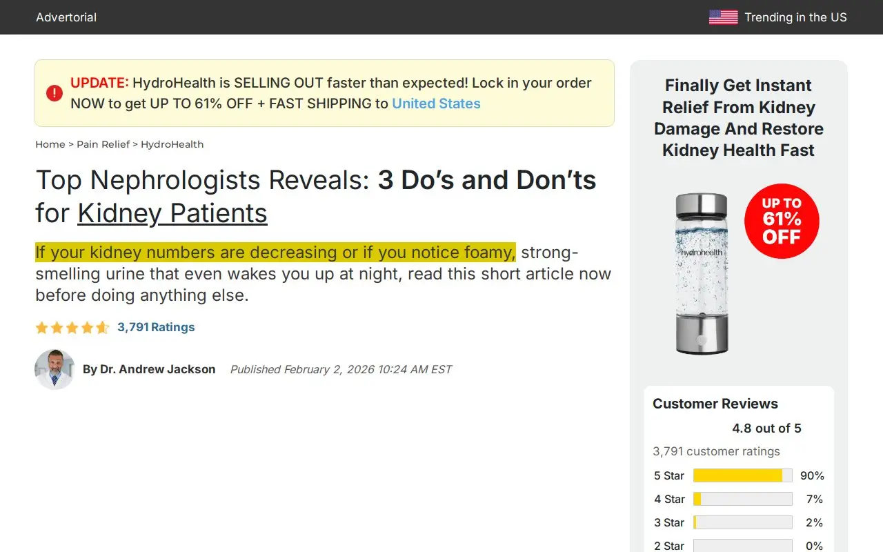 Landing page screenshot