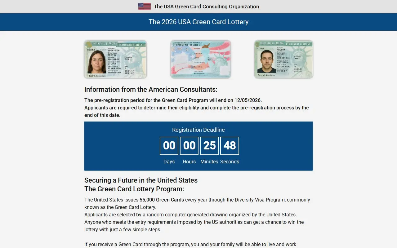 Landing page screenshot