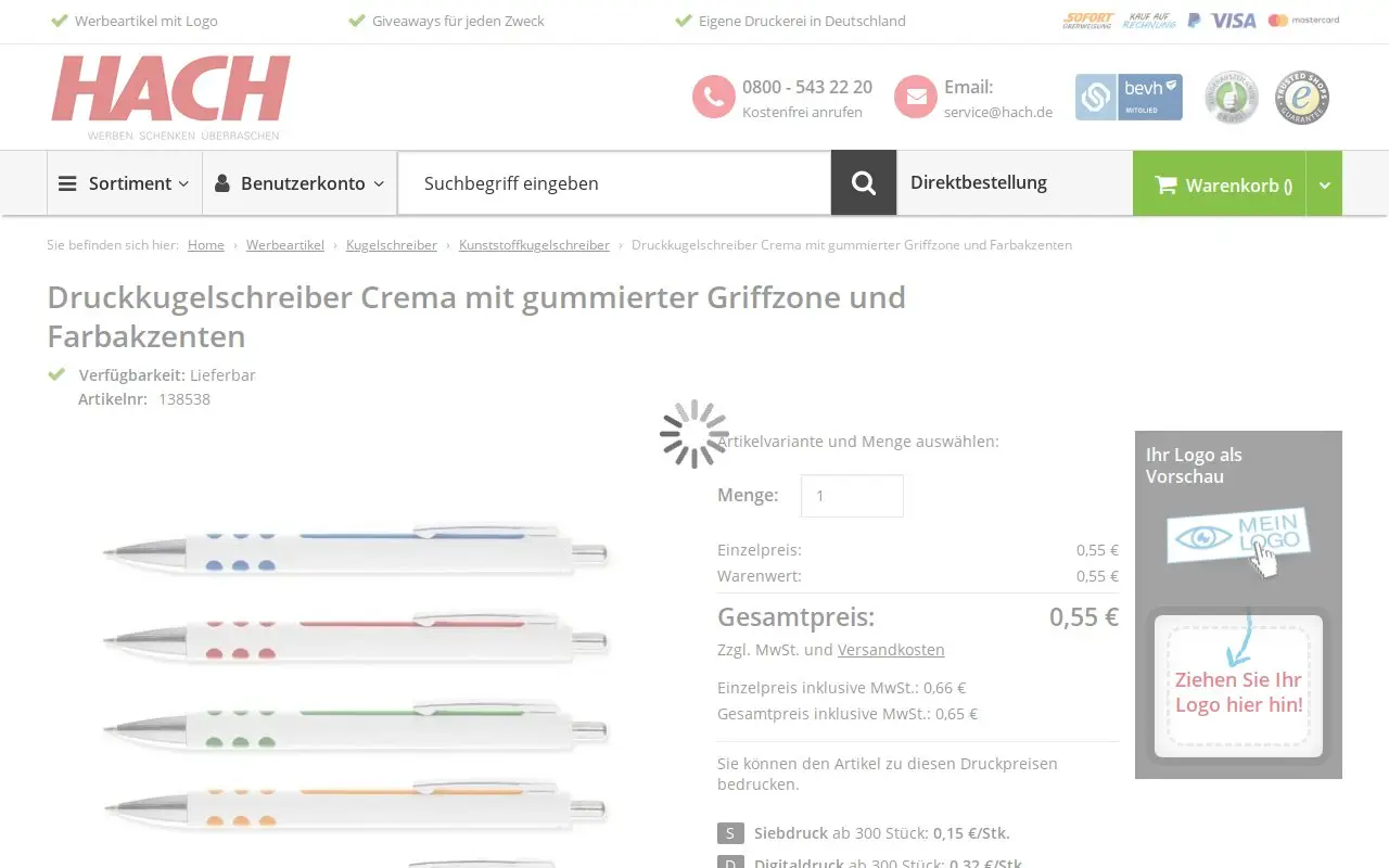 Landing page screenshot