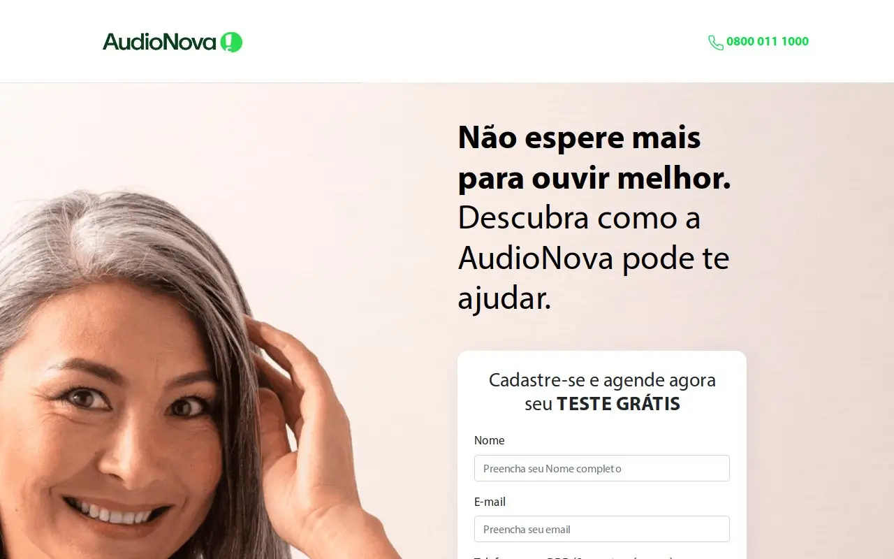 Landing page screenshot