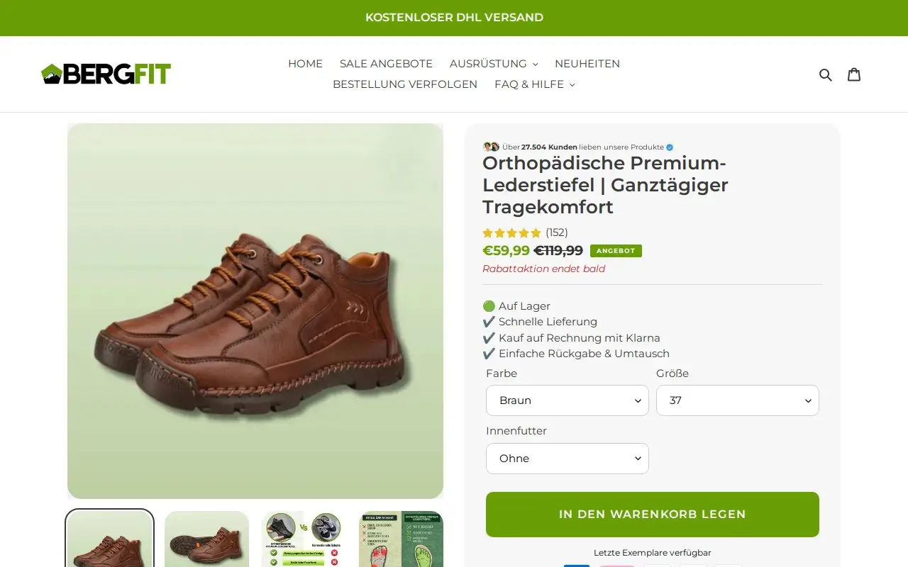 Landing page screenshot