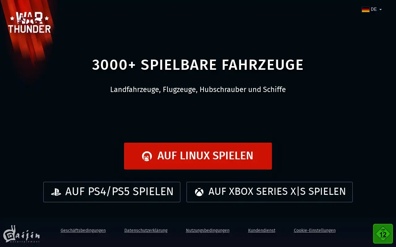Landing page screenshot