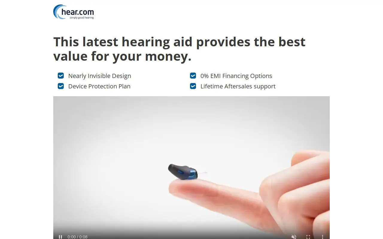 Landing page screenshot