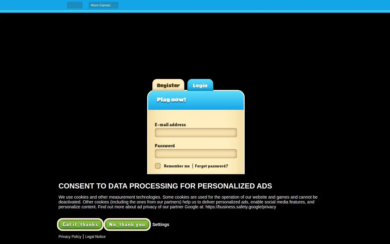Landing page screenshot