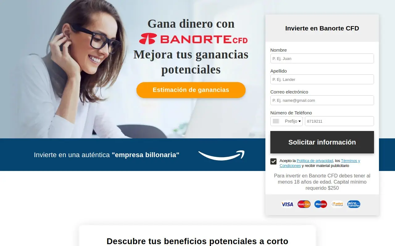 Landing page screenshot