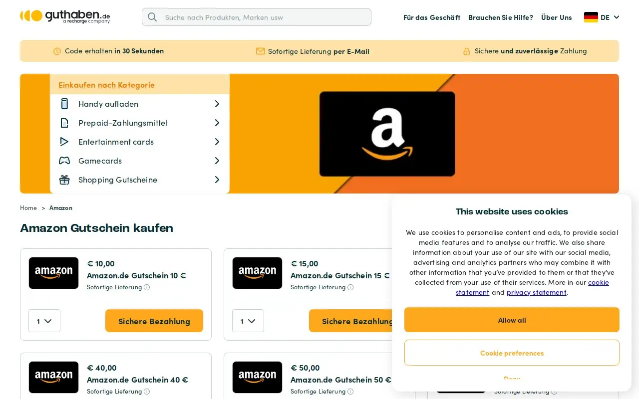 Landing page screenshot