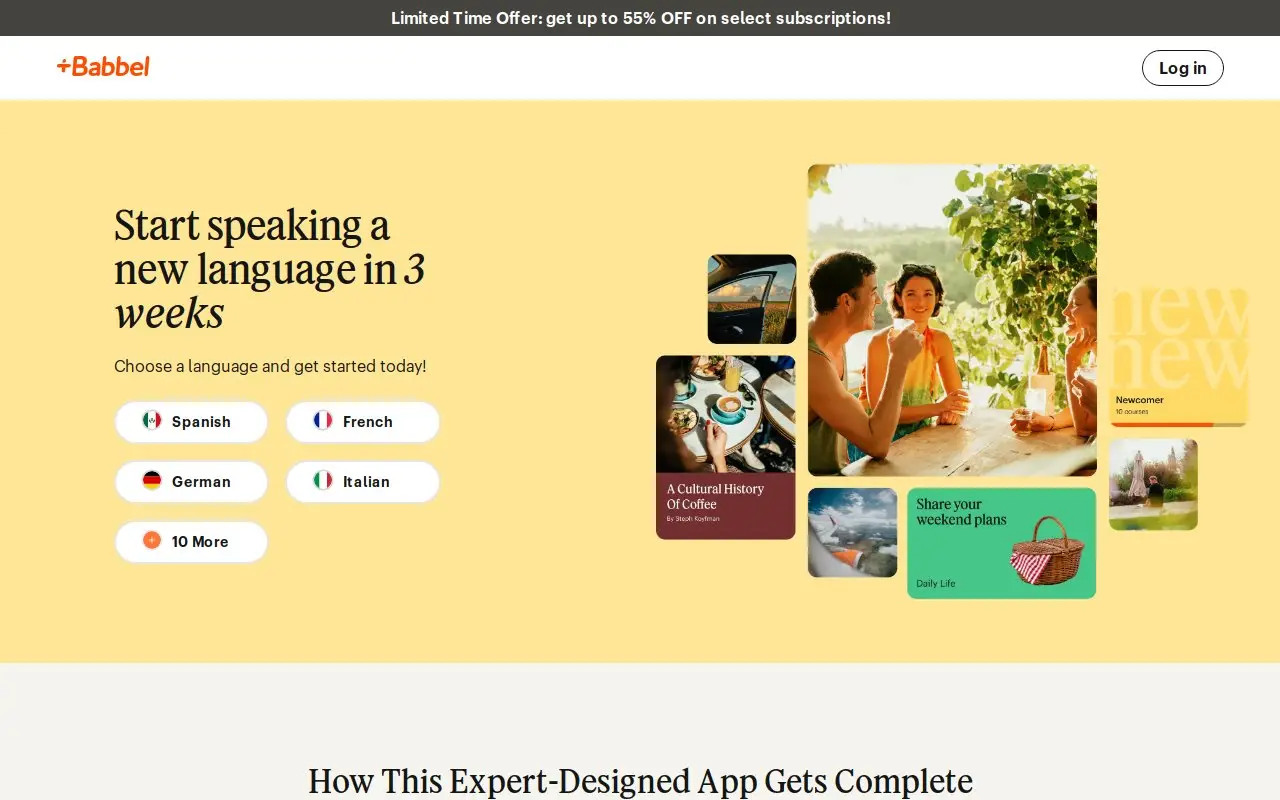Landing page screenshot