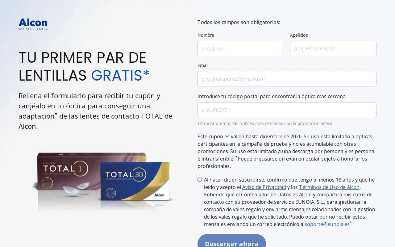 Landing page screenshot