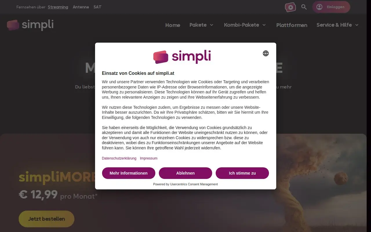 Landing page screenshot