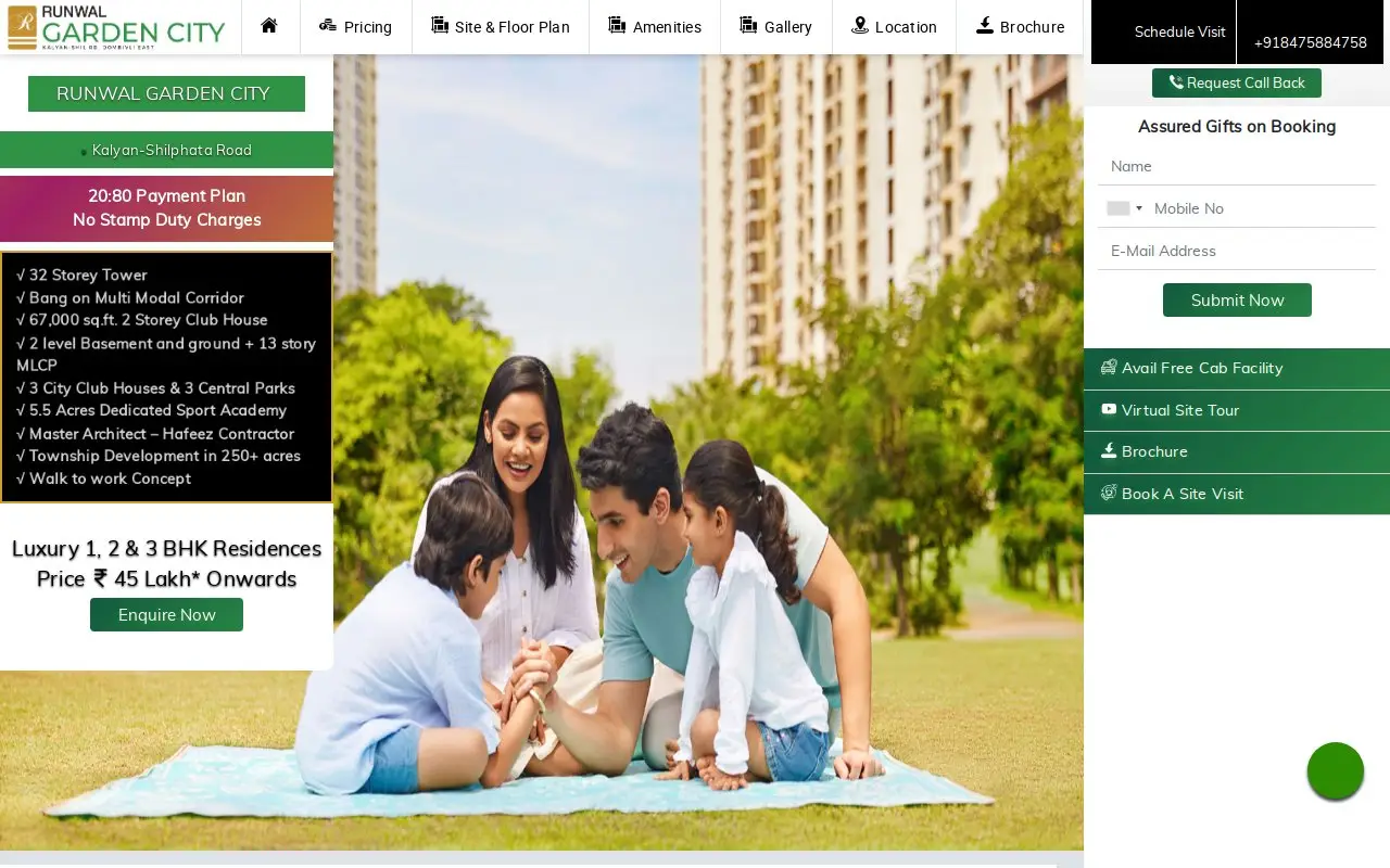 Landing page screenshot