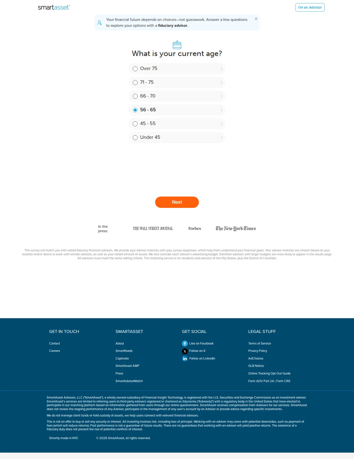 Landing page screenshot