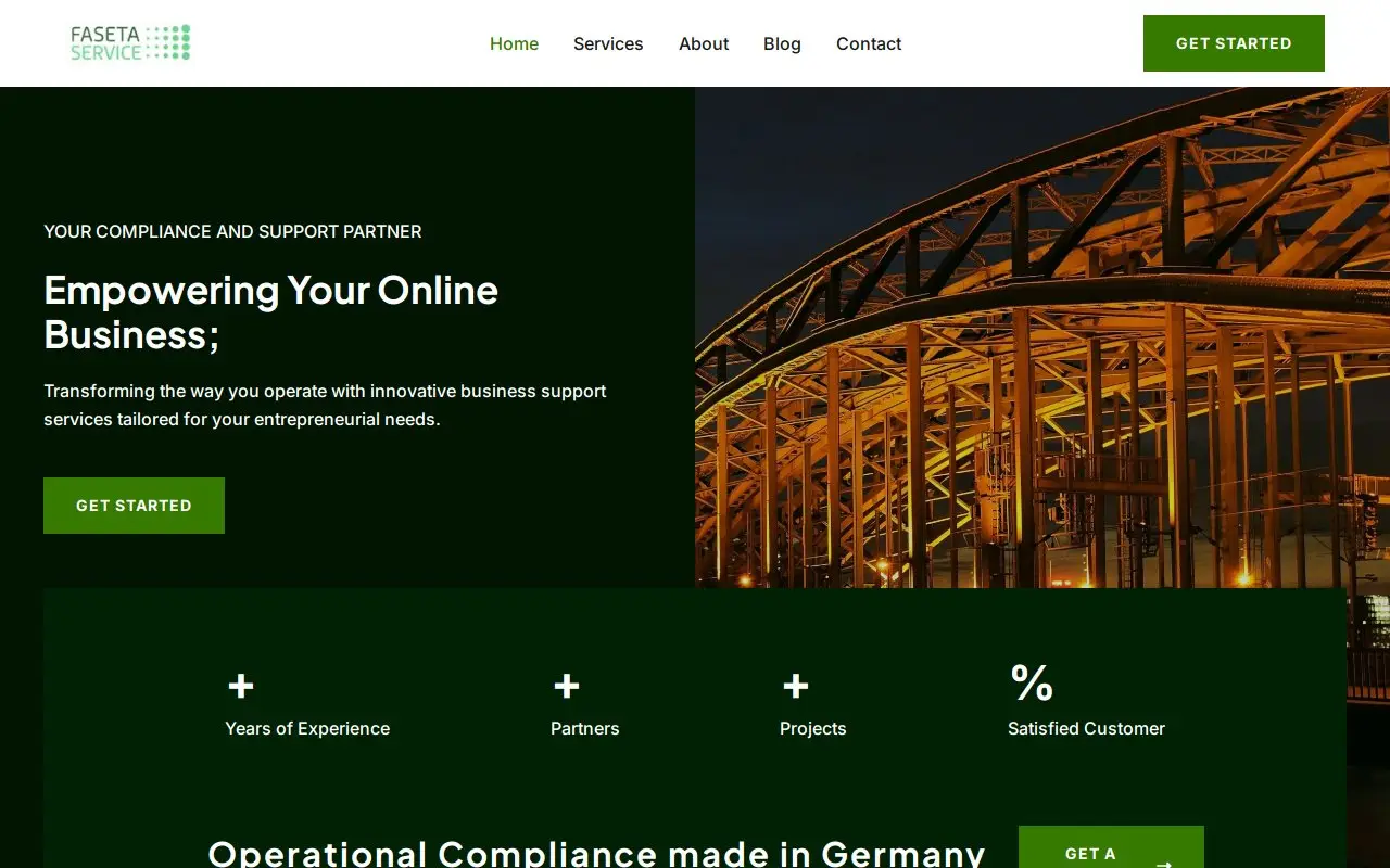 Landing page screenshot