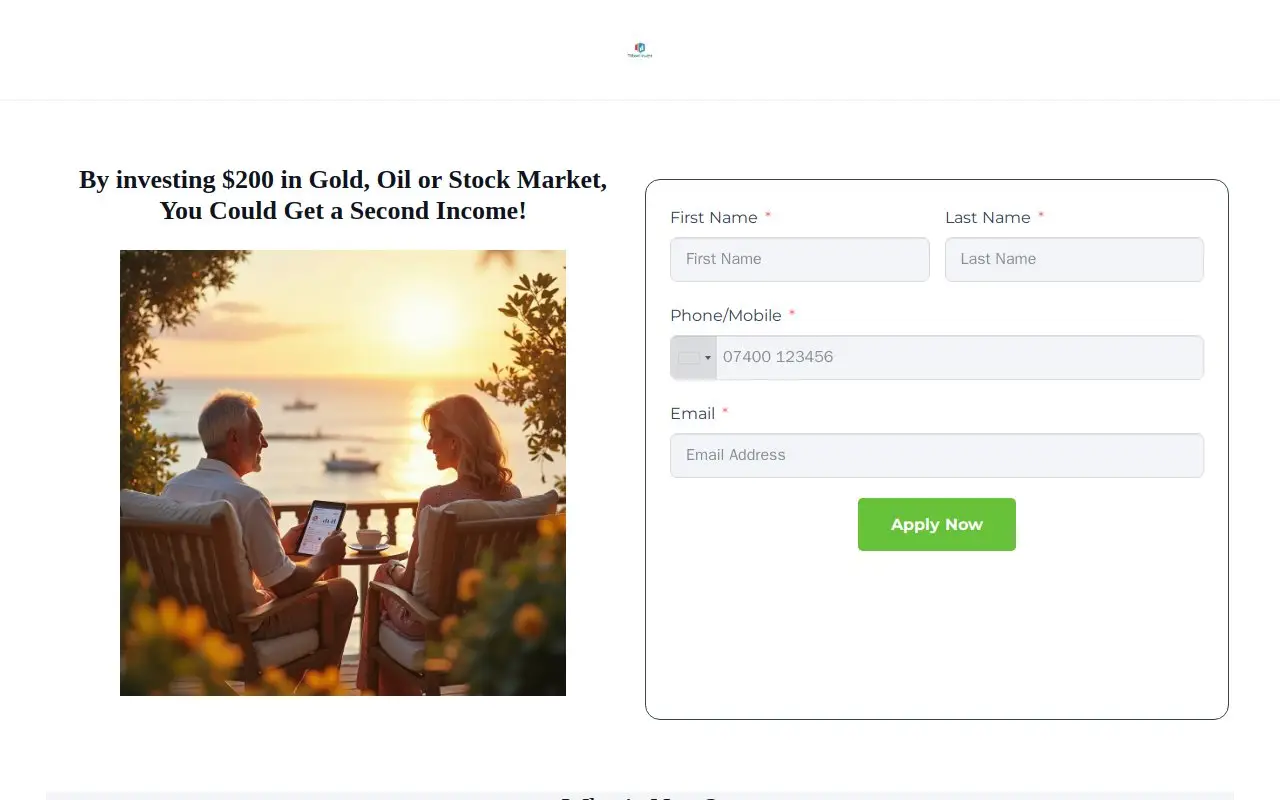 Landing page screenshot