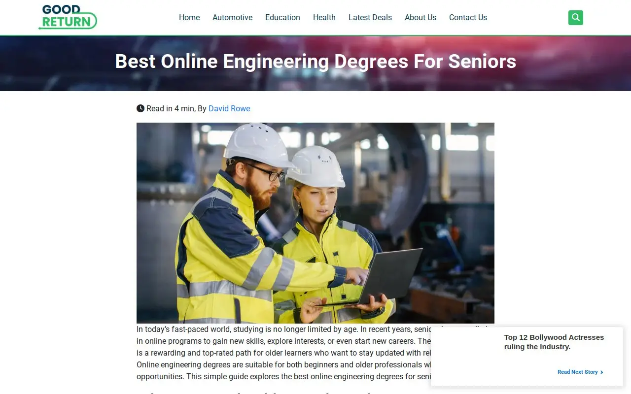 Landing page screenshot