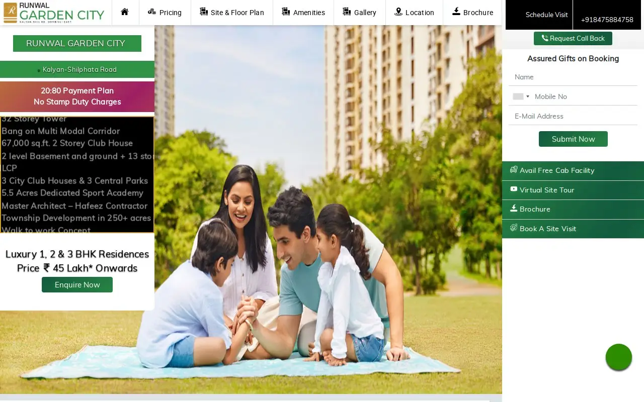 Landing page screenshot