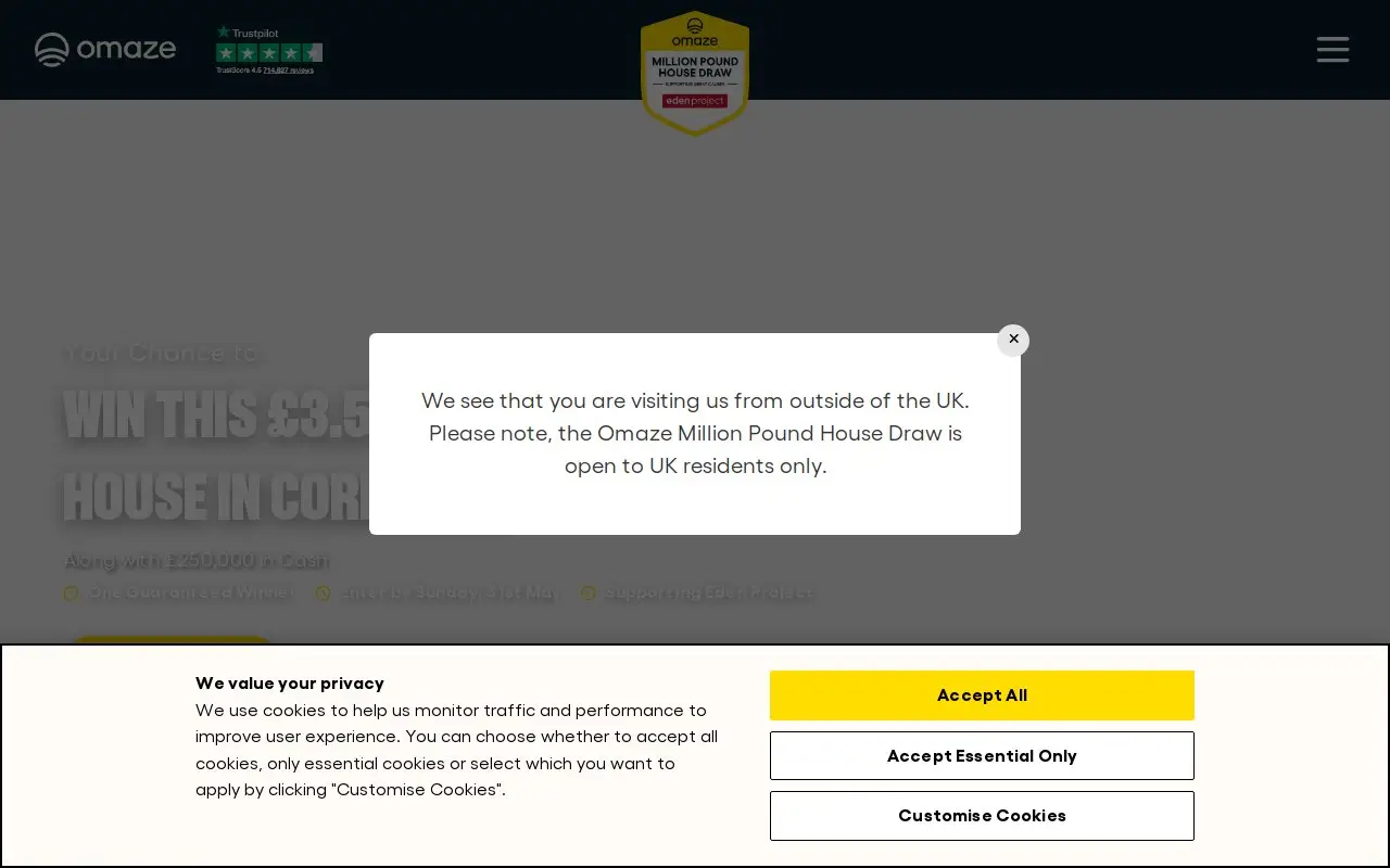 Landing page screenshot