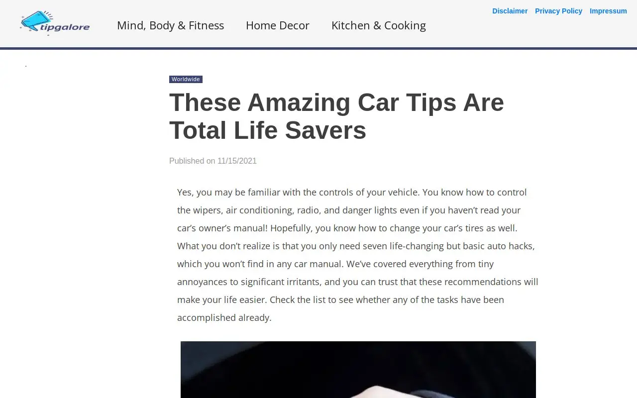 Landing page screenshot