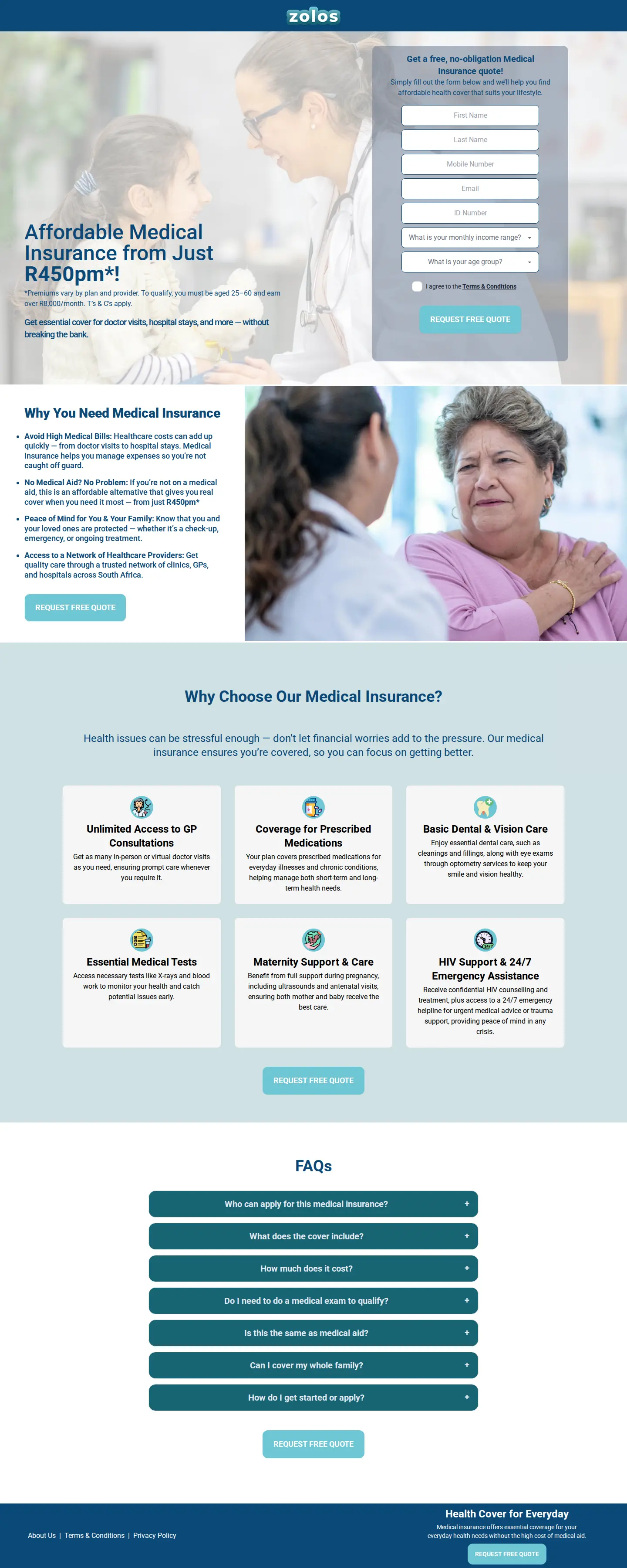 Landing page screenshot