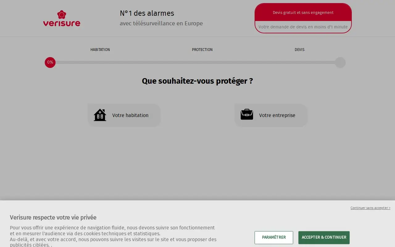 Landing page screenshot