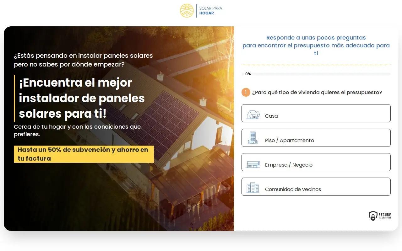 Landing page screenshot