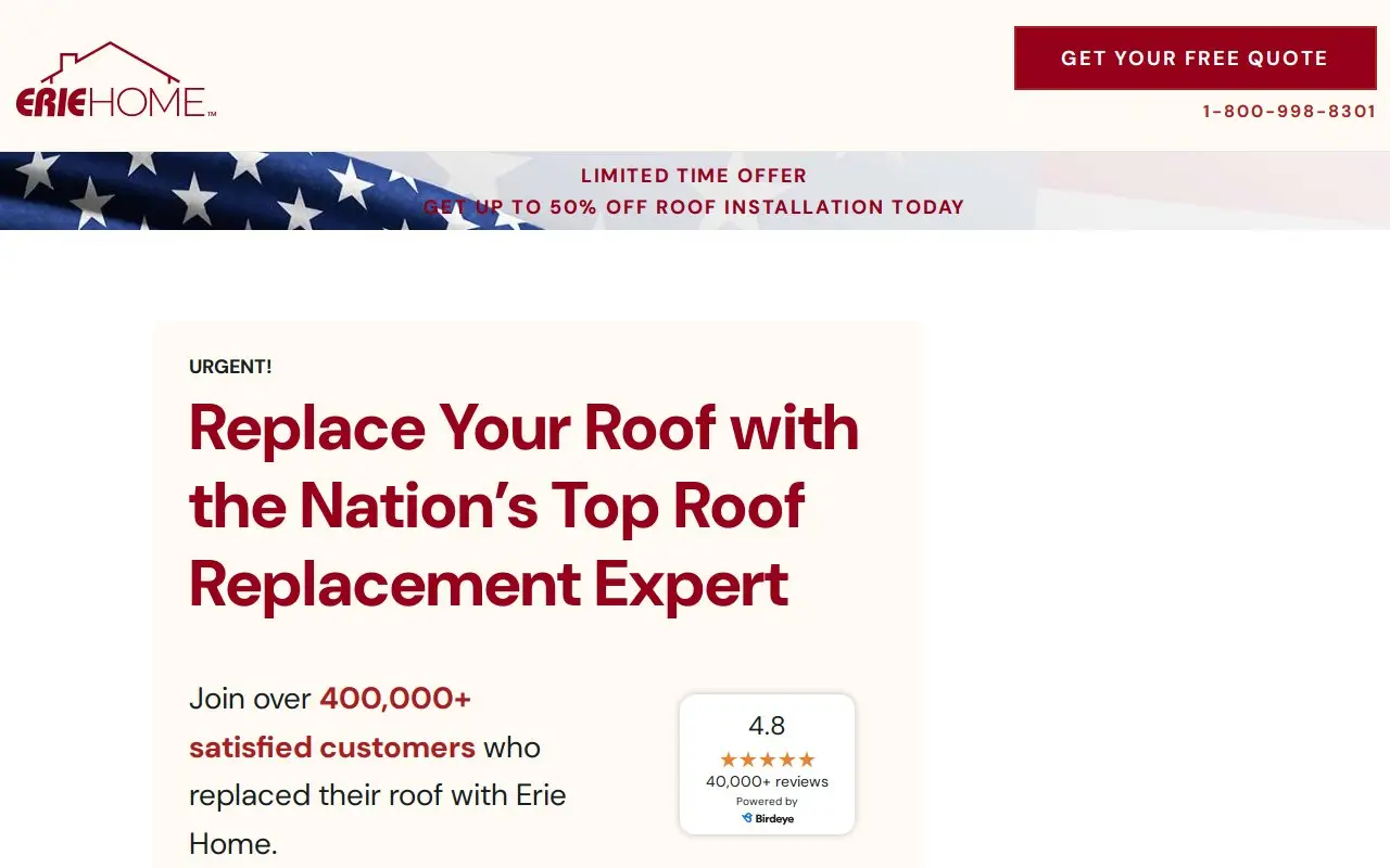 Landing page screenshot