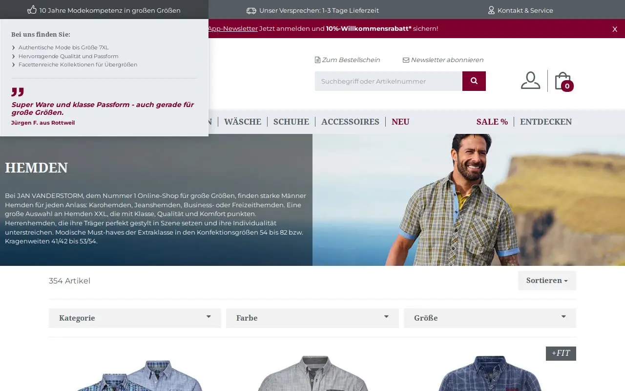 Landing page screenshot