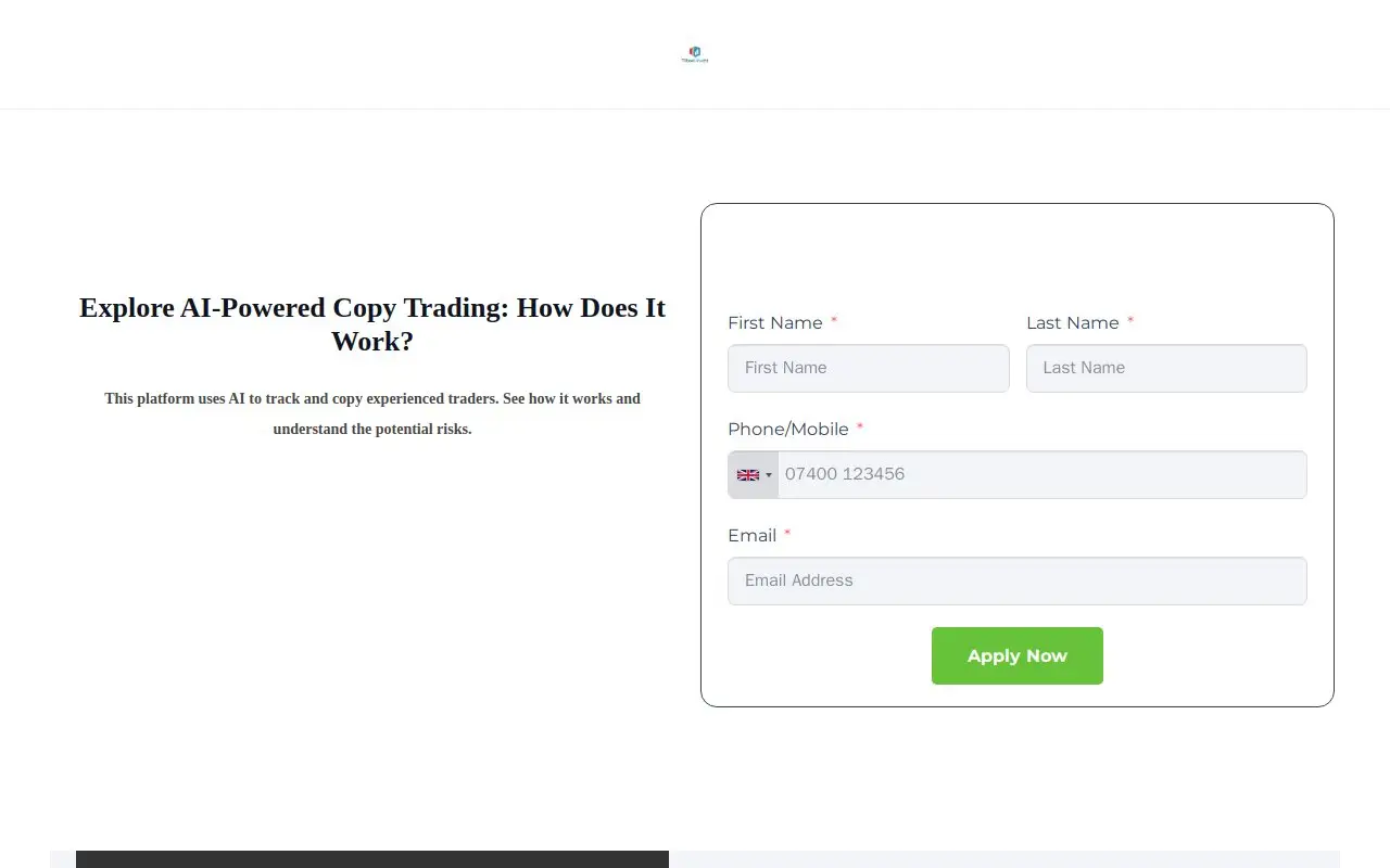 Landing page screenshot