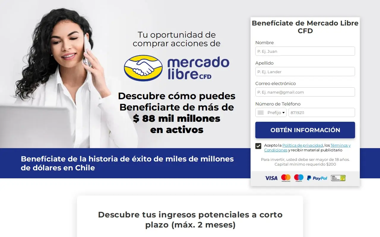 Landing page screenshot