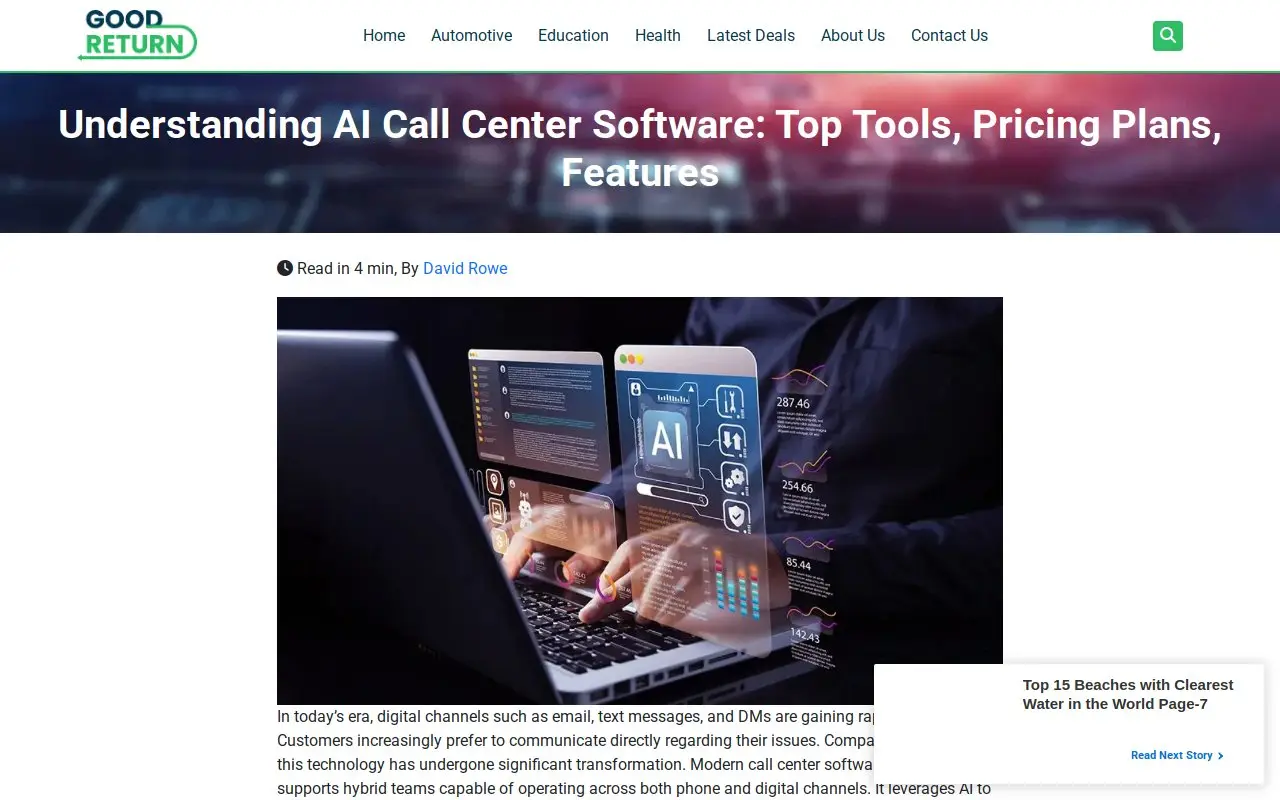 Landing page screenshot